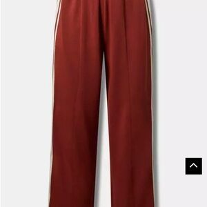 Brick Red Track Pants with White Stripes